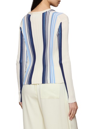 Back View - Click To Enlarge - THEORY - Striped Ribbed Knit Cardigan