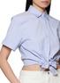  - THEORY - Short Sleeve Tie Front Striped Shirt