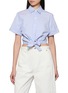 THEORY Short Sleeve Tie Front Striped Shirt