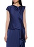 THEORY Sleeveless Cowl Neck Crushed Satin Blouse
