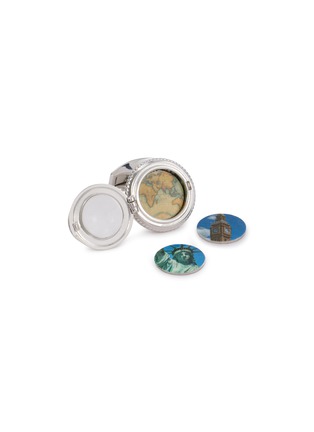 Detail View - Click To Enlarge - TATEOSSIAN - Porthole Picture Frame White Bronze Cufflinks