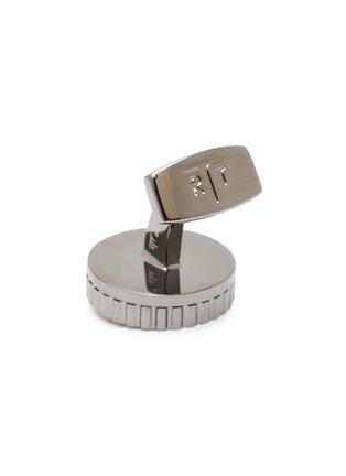 Detail View - Click To Enlarge - TATEOSSIAN - Rotating Cutwork Gunmetal Palladium Enamel Cufflinks