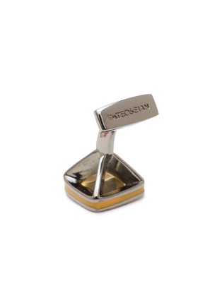 Detail View - Click To Enlarge - TATEOSSIAN - Pyramid Stone citrine Enamel Rhodium Sterling Silver Cufflinks