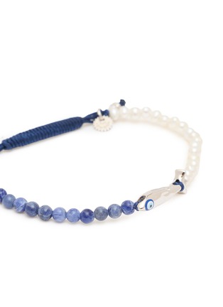 Detail View - Click To Enlarge - TATEOSSIAN - Feng Shui Fish Macrame Pearl Beaded Palladium Sterling Silver Bracelet