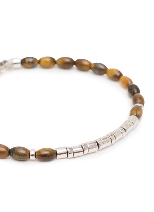 Detail View - Click To Enlarge - TATEOSSIAN - Coffee Bamboo Beaded Palladium Sterling Silver Bracelet