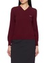 MIU MIU V-Neck Logo Embroidered Sweater