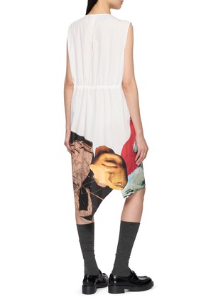 Back View - Click To Enlarge - PRADA - Drawstring Waist Printed Midi Dress