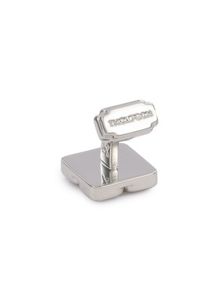 Detail View - Click To Enlarge - THOMPSON OF LONDON - Square Enamel Palladium Plated Cufflinks