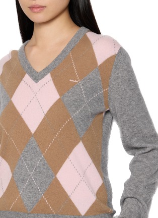 - PRADA - Argyle V-Neck Knit Sweater