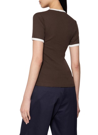 Back View - Click To Enlarge - PRADA - Ribbed Cotton Fitted T-Shirt