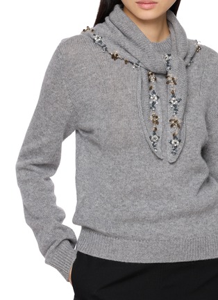  - PRADA - Long Sleeve Embellished Tie Neck Knit Top