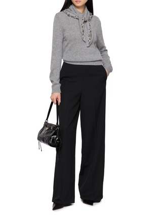 Figure View - Click To Enlarge - PRADA - Long Sleeve Embellished Tie Neck Knit Top