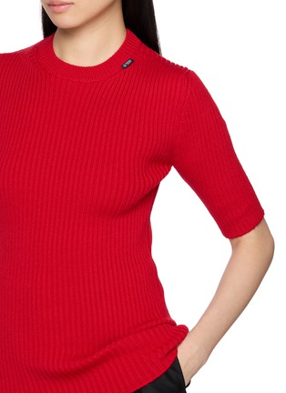  - PRADA - Short Sleeve Logo Label Ribbed Wool Sweater