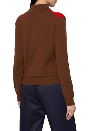 Back View - Click To Enlarge - PRADA - Argyle Knit Polo Sweater