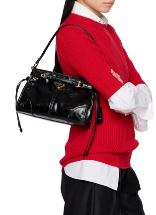 Front View - Click To Enlarge - PRADA - Square Bonnie Belt Leather Shoulder Bag