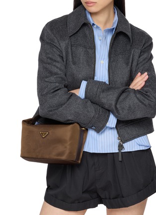 Front View - Click To Enlarge - PRADA - Chérie Re-Nylon Leather Pouch