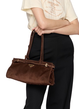 Front View - Click To Enlarge - PRADA - Medium Bonnie Belt Suede Shoulder Bag