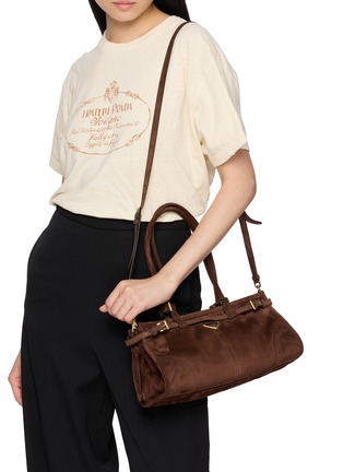 Figure View - Click To Enlarge - PRADA - Medium Bonnie Belt Suede Shoulder Bag