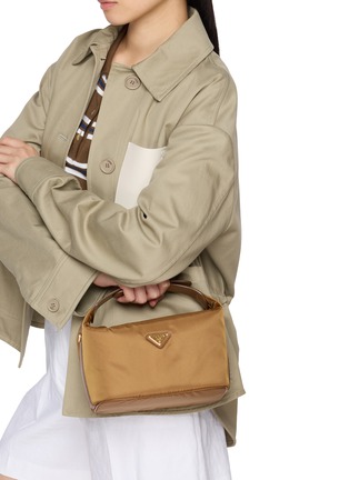 Front View - Click To Enlarge - PRADA - Chérie Re-Nylon Leather Pouch