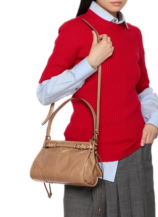 Front View - Click To Enlarge - PRADA - Square Bonnie Belt Leather Shoulder Bag