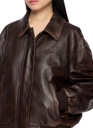  - PRADA - Oversized Ribbed Cuff Leather Jacket