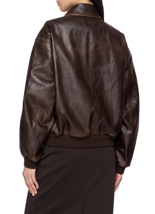 Back View - Click To Enlarge - PRADA - Oversized Ribbed Cuff Leather Jacket