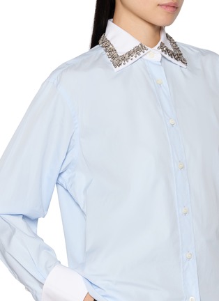  - PRADA - Embellished Collar Cotton Poplin Shirt