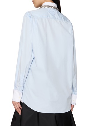 Back View - Click To Enlarge - PRADA - Embellished Collar Cotton Poplin Shirt