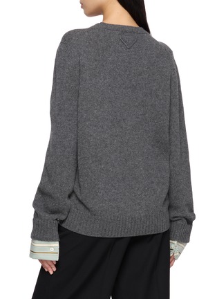 Back View - Click To Enlarge - PRADA - Wide Cuff Crewneck Knit Sweater