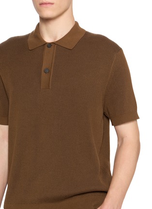 - SUNSPEL - Two-Tone Ribbed Cotton Knit Polo Shirt