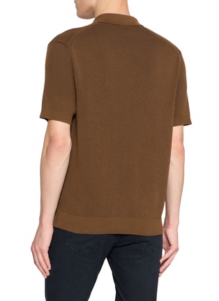 Back View - Click To Enlarge - SUNSPEL - Two-Tone Ribbed Cotton Knit Polo Shirt
