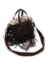 Detail View - Click To Enlarge - CUBA LAB - Habanera Fringes Ebony Leather Raffia Bucket Bag