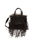 CUBA LAB Habanera Fringes Ebony Leather Raffia Bucket Bag