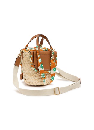 Detail View - Click To Enlarge - CUBA LAB - Habanera Silk Margherita Leather Raffia Bucket Bag