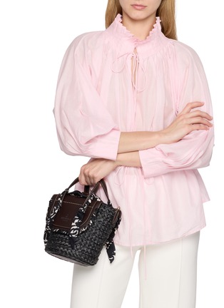Figure View - Click To Enlarge - CUBA LAB - Habanera Silk Eclipse Leather Bucket Bag