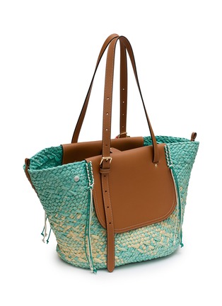 Detail View - Click To Enlarge - CUBA LAB - Tropicana Raffia Leather Tote Bag