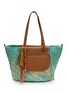 CUBA LAB Tropicana Raffia Leather Tote Bag