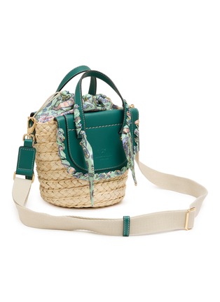 Detail View - Click To Enlarge - CUBA LAB - Habanera Silk Paisley Leather Raffia Bucket Bag