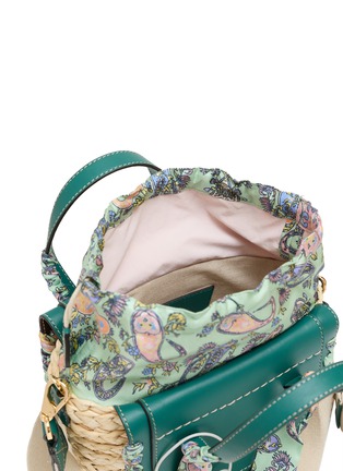Detail View - Click To Enlarge - CUBA LAB - Habanera Silk Paisley Leather Raffia Bucket Bag