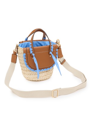 Detail View - Click To Enlarge - CUBA LAB - Habanera Popelne Cielo Leather Raffia Bucket Bag