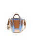 CUBA LAB Habanera Popelne Cielo Leather Raffia Bucket Bag