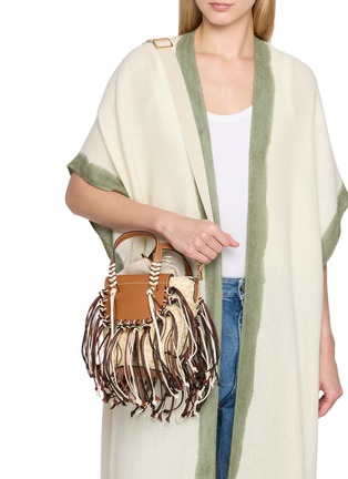 Figure View - Click To Enlarge - CUBA LAB - Habanera Fringes Pain Brule Leather Raffia Bucket Bag