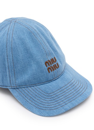 Detail View - Click To Enlarge - MIU MIU - Logo Embroidered Denim Cap