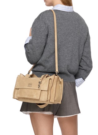 Front View - Click To Enlarge - MIU MIU - Utilitaire Suede Leather Shoulder Bag