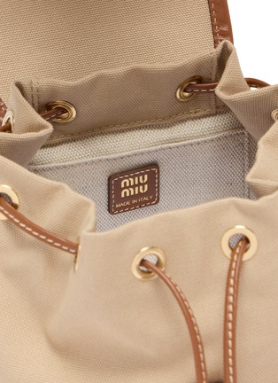 Detail View - Click To Enlarge - MIU MIU - Small Canvas and Leather Backpack