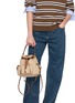 Front View - Click To Enlarge - MIU MIU - Small Canvas and Leather Backpack