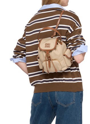 Figure View - Click To Enlarge - MIU MIU - Small Canvas and Leather Backpack