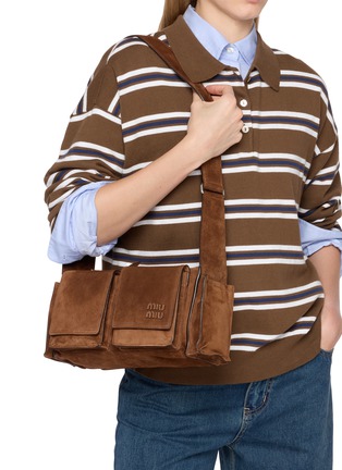 Figure View - Click To Enlarge - MIU MIU - Utilitaire Suede Leather Crossbody Bag