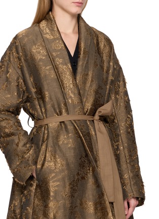  - MASNADA - Reversible Floral Textured Tie Belt Coat
