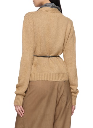 Back View - Click To Enlarge - MASNADA - Layered Trim Tie Waist V-Neck Cardigan